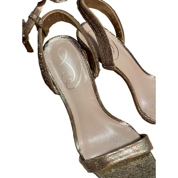 Sam Edelman Ophelia Gold Open Toe Heels Sz. 6 - Picture 4 of 12